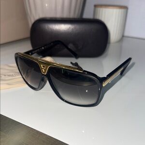 Louis Vuitton Black and Gold Sunglasses